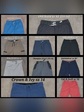 BOYS SHORTS LOT 10PC, most sz 14, Old Navy, Cat & Jack, Crown & Ivy, Quicksilver